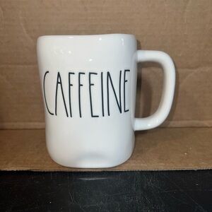 Rae Dunn White Mug with Black 'Caffeine' Text